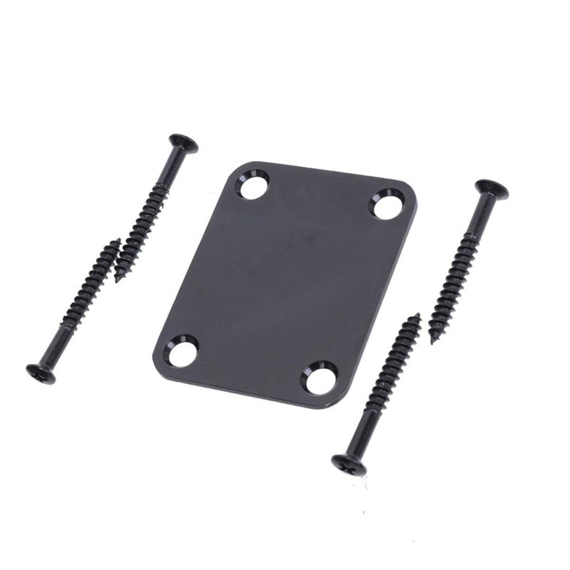 LGEGE Electric Guitar Neck Plate with Screws for Replacement Electric Guitar Part for Strat Tele Guitar Black - Image 3
